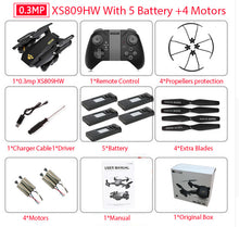 Visuo XS809W XS809HW Mini Foldable Selfie Drone with Wifi FPV 0.3MP or 2MP Camera Altitude Hold & Headless Mode Quadcopter