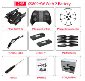 Visuo XS809W XS809HW Mini Foldable Selfie Drone with Wifi FPV 0.3MP or 2MP Camera Altitude Hold & Headless Mode Quadcopter